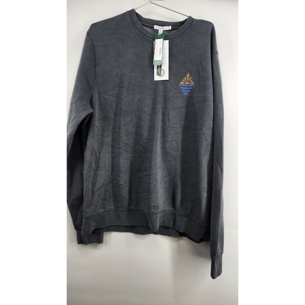 Threads 4 Thought Men's Dark Grey XL‎ Mineral Wash Fleece Crewneck Sweater NWT
